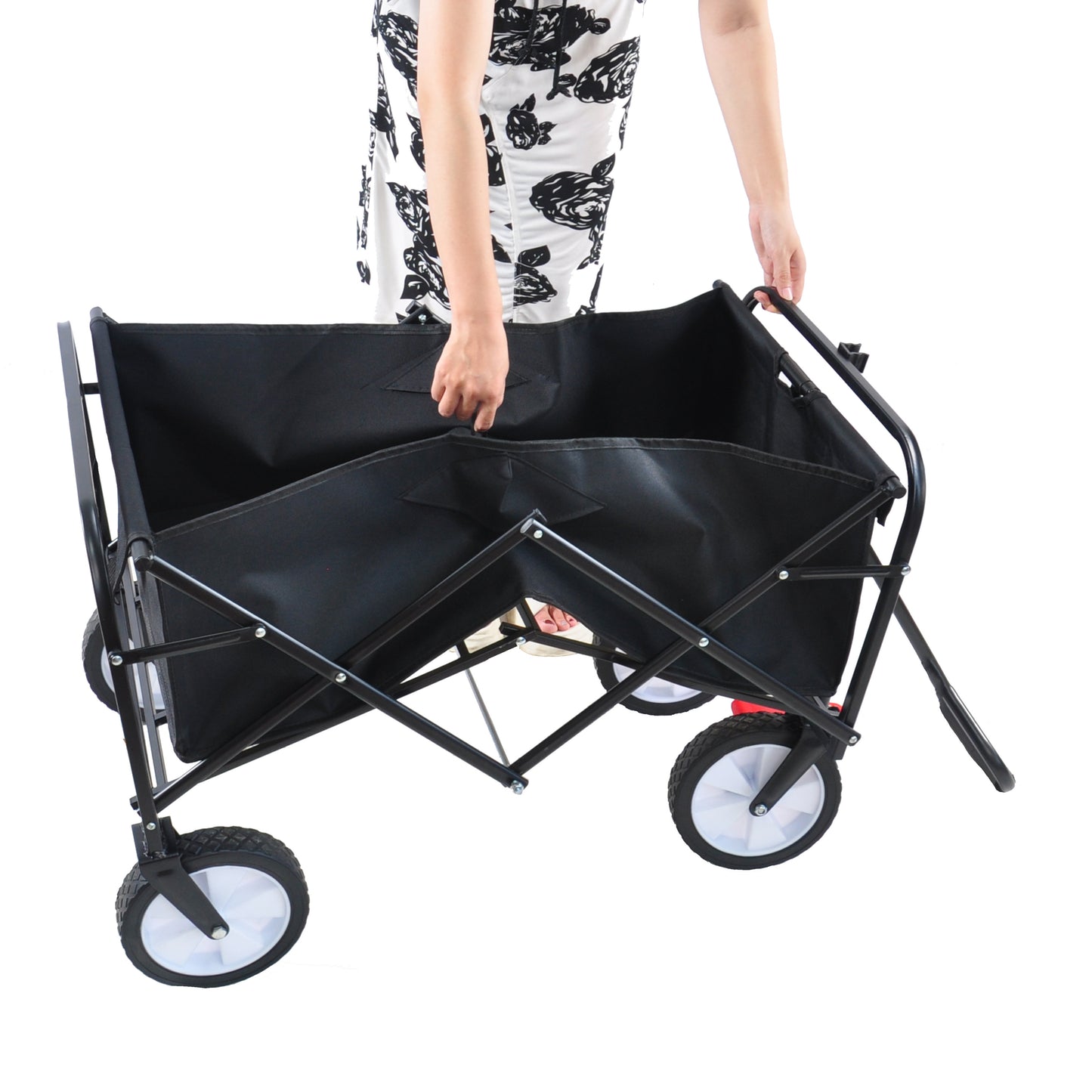 Folding Wagon Garden Shopping Beach Cart (black)