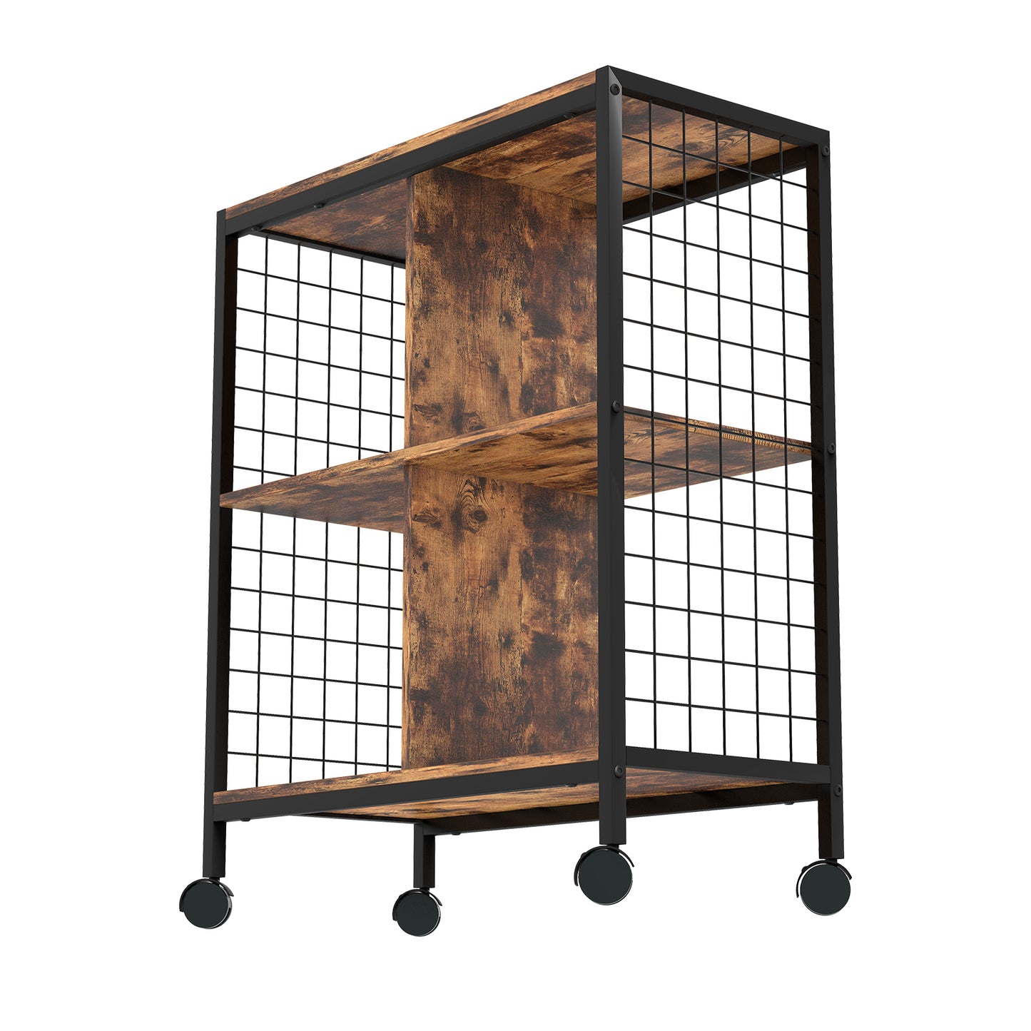 Nordic Living Room Bedroom Wood Metal Movable Bookshelf Storage Rack Srorage Shelf With Wheels