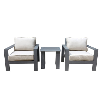 3 Piece Seating Group with Cushions, Powdered Pewter