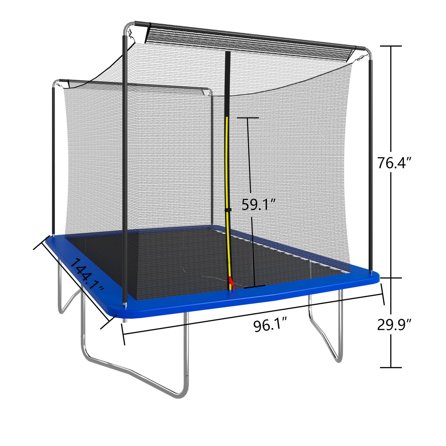 8ft by 12ft rectangular trampoline blue ASTM standard tested and CPC certified
