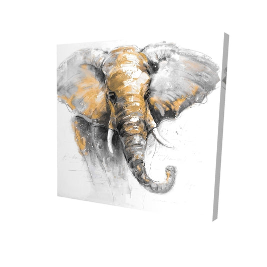 Beautiful golden elephant - 08x08 Print on canvas