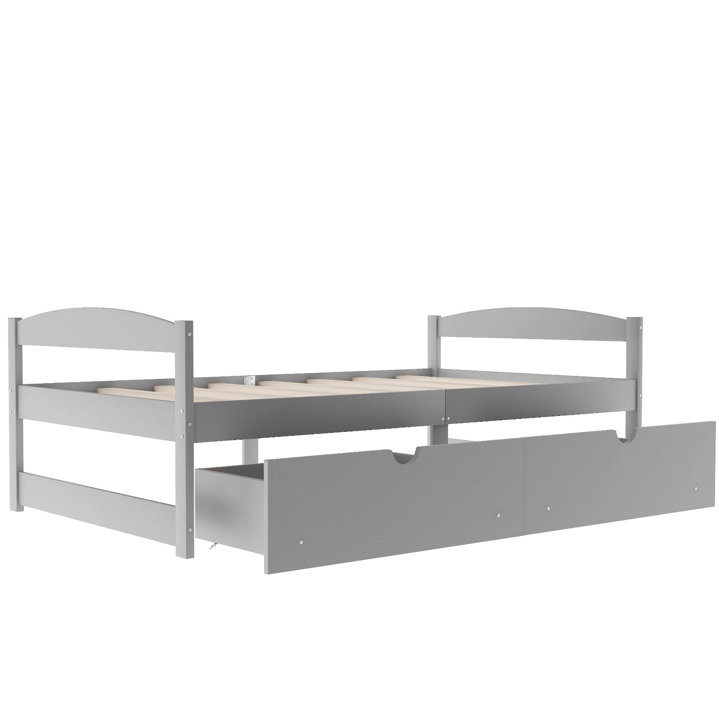 Twin size platform bed, with two drawers, gray （New）