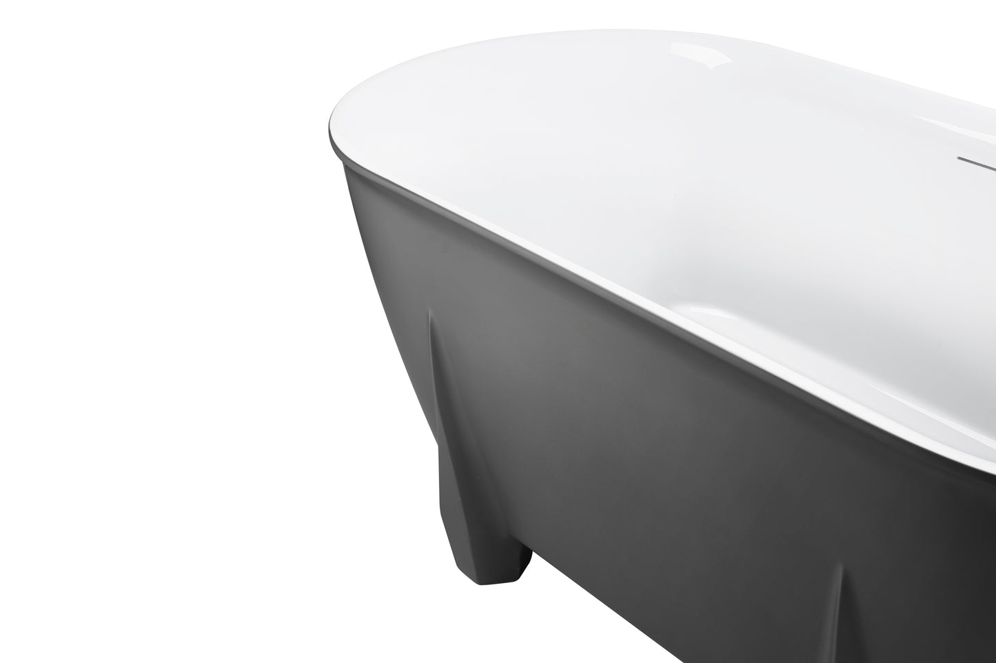 59" 100% Acrylic Freestanding Bathtub，Contemporary Soaking Tub，white inside and gray outside，Four corner bathtub