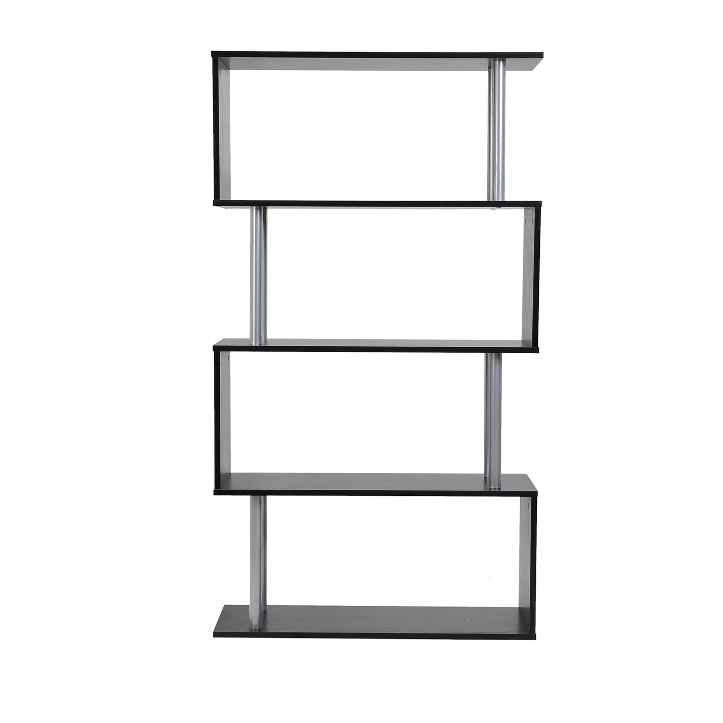 4-Tier Geometric Bookcase, Black