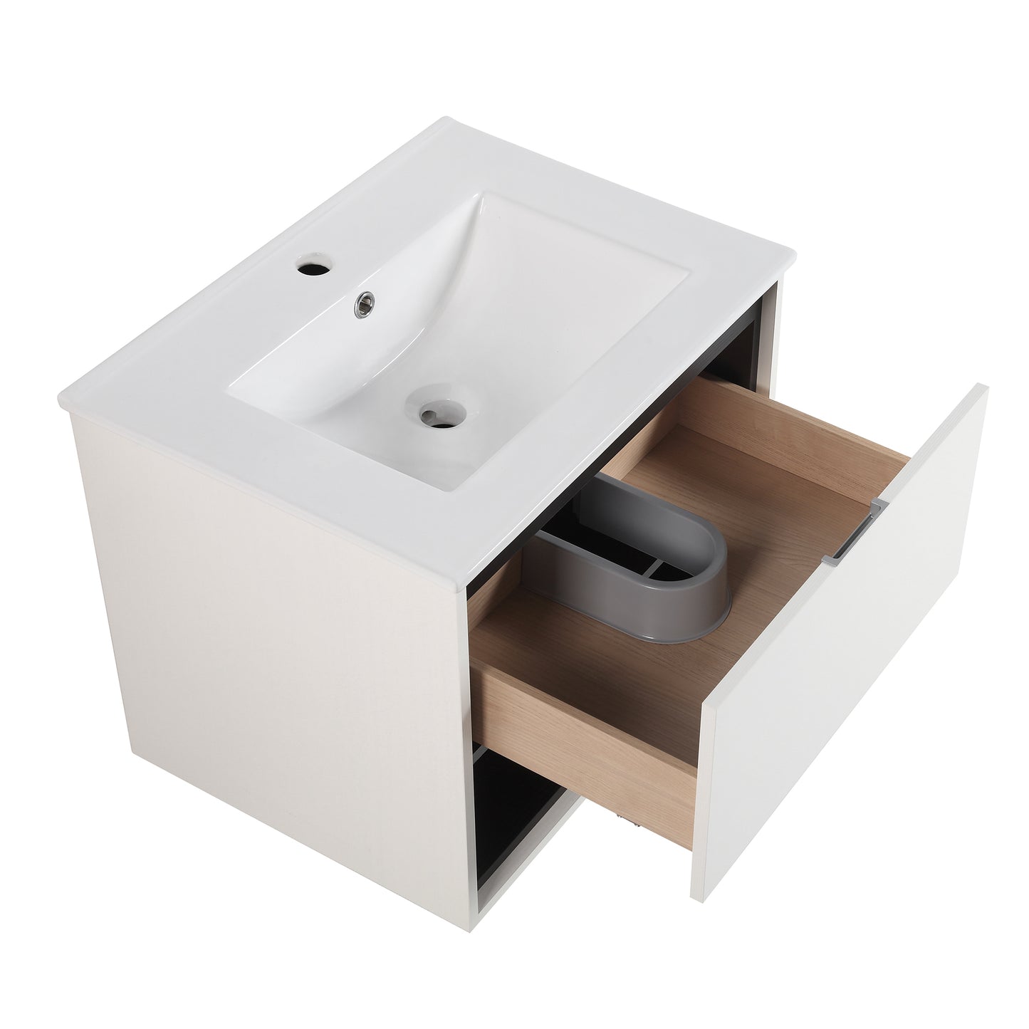 24 inches Floating Bathroom Vanity Combo with Integrated Single Sink and 1 Soft Close Drawer