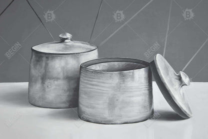 Old pot with lid - 12x18 Print on canvas