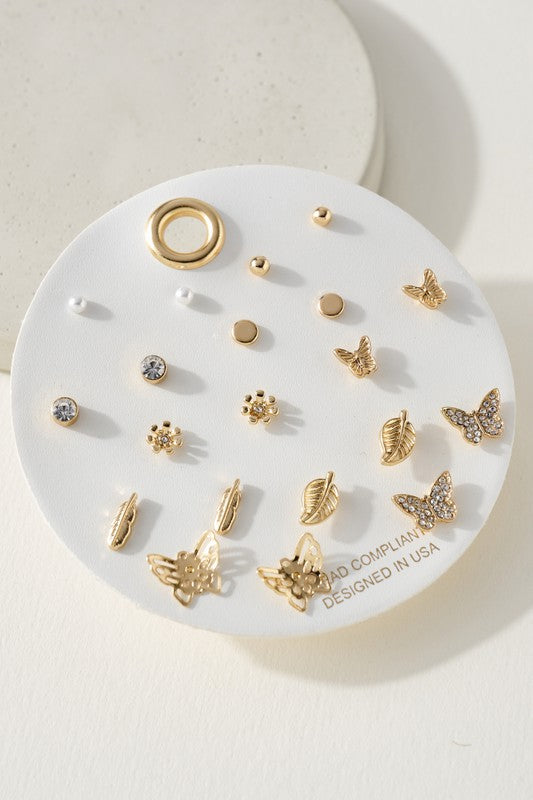 Butterfly Studs Box Earrings Set