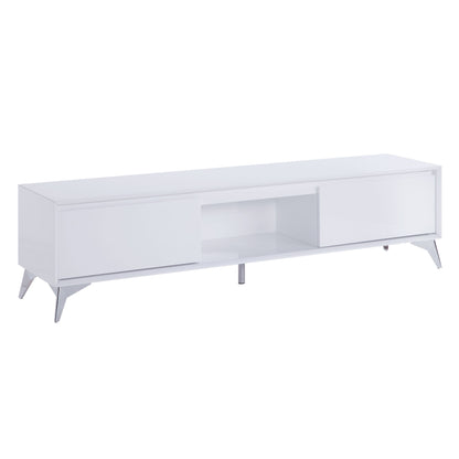 ACME Raceloma TV stand , LED, White & Chrome Finish 91995