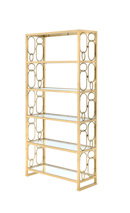 ACME Milavera Bookshelf in Gold & Clear Glass 92470