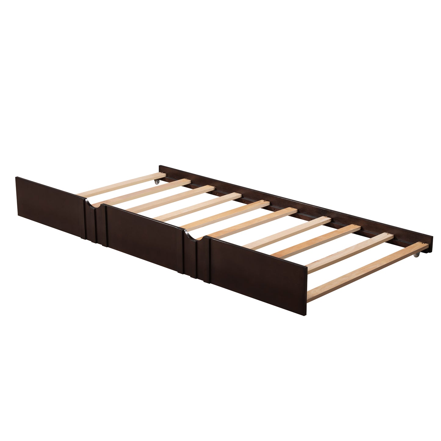 Full Size Daybed Wood Bed with Twin Size Trundle,Espresso