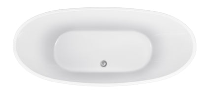 62" 100% Acrylic Freestanding Bathtub，Contemporary Soaking Tub，white Bathtub