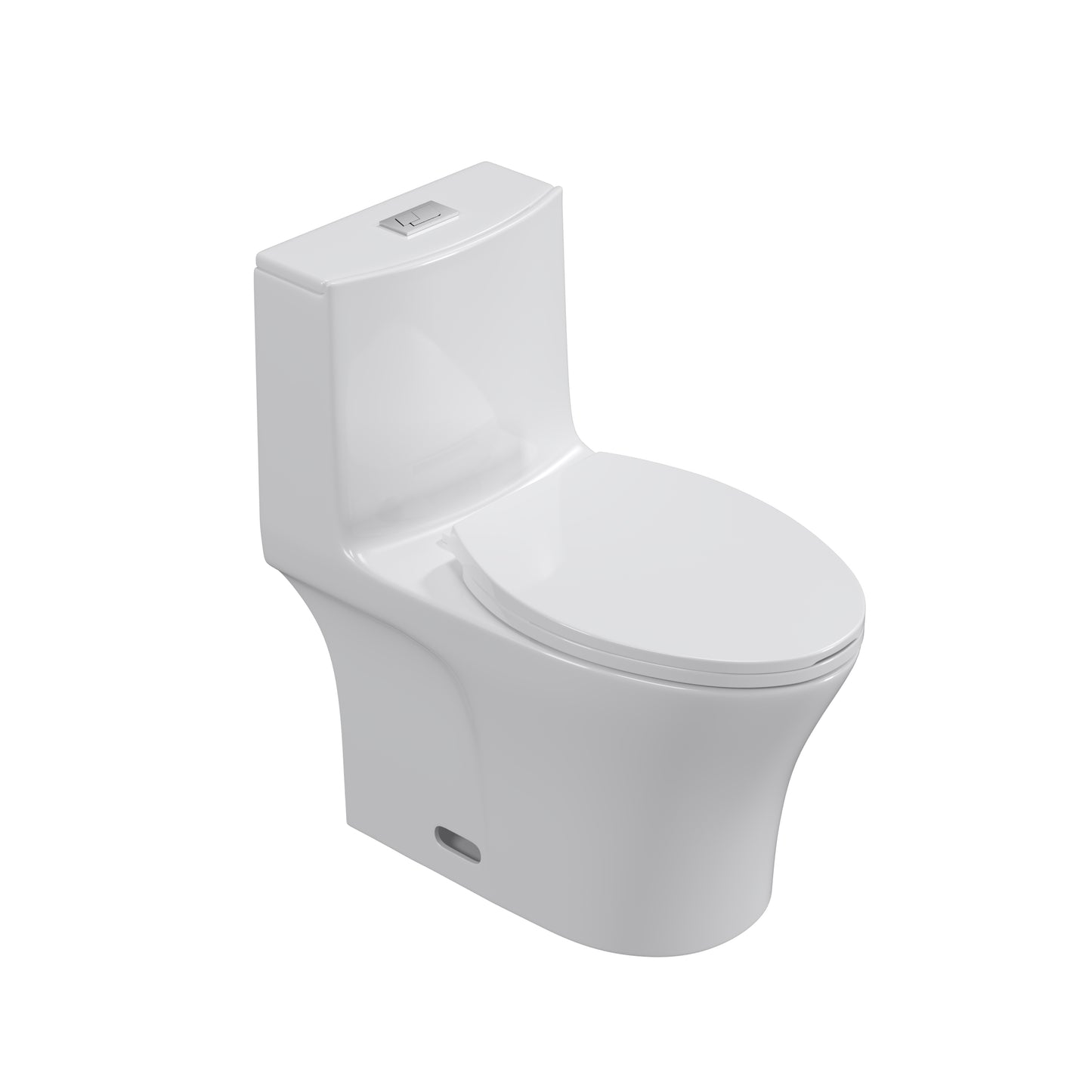 Dual Flush Elongated Standard One Piece Toilet with Comfortable Seat Height, Soft Close Seat Cover, High-Efficiency Supply, and White Finish Toilet Bowl (White Toilet)