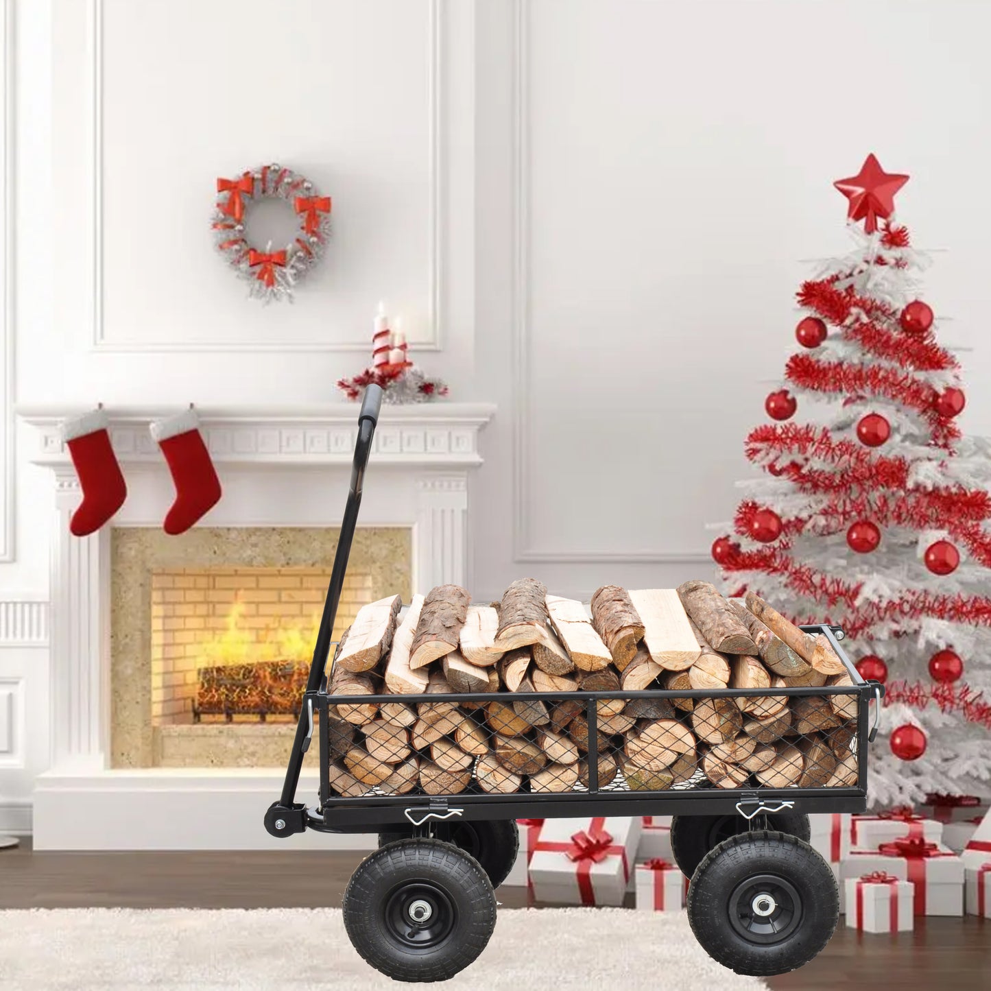 Wagon Cart Garden cart trucks make it easier to transport firewood TC1840BKG