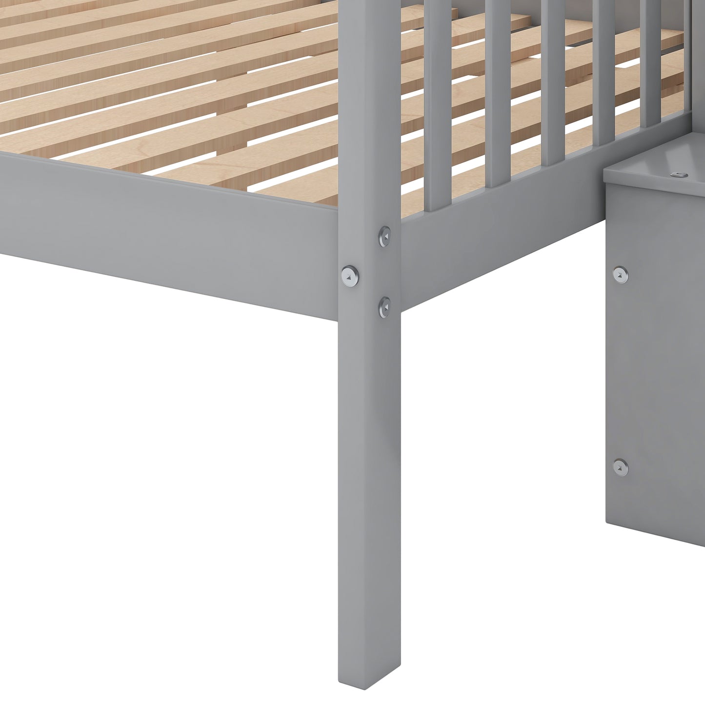 Twin over Full Stairway Bunk Bed with Storage, Gray