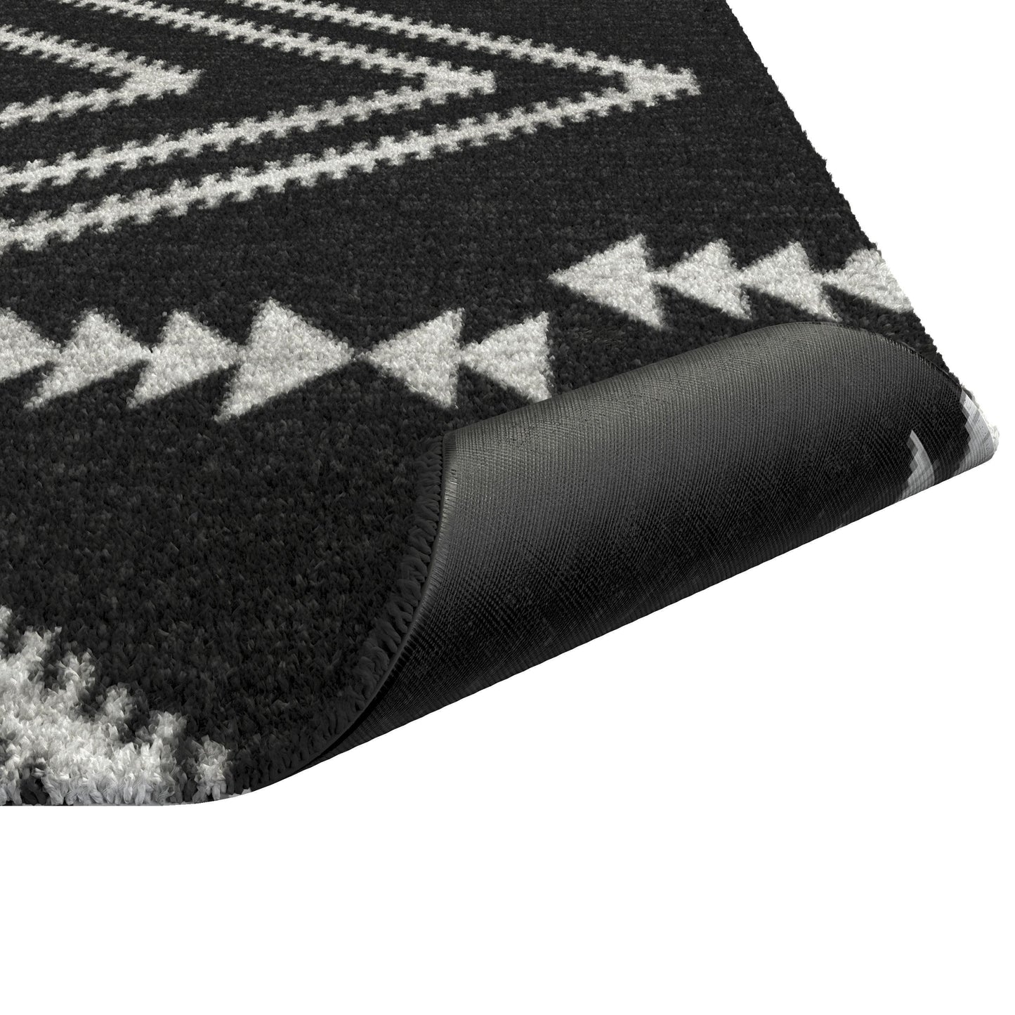 Charcoal and Ivory Olefin Shag Area Rug 8x10