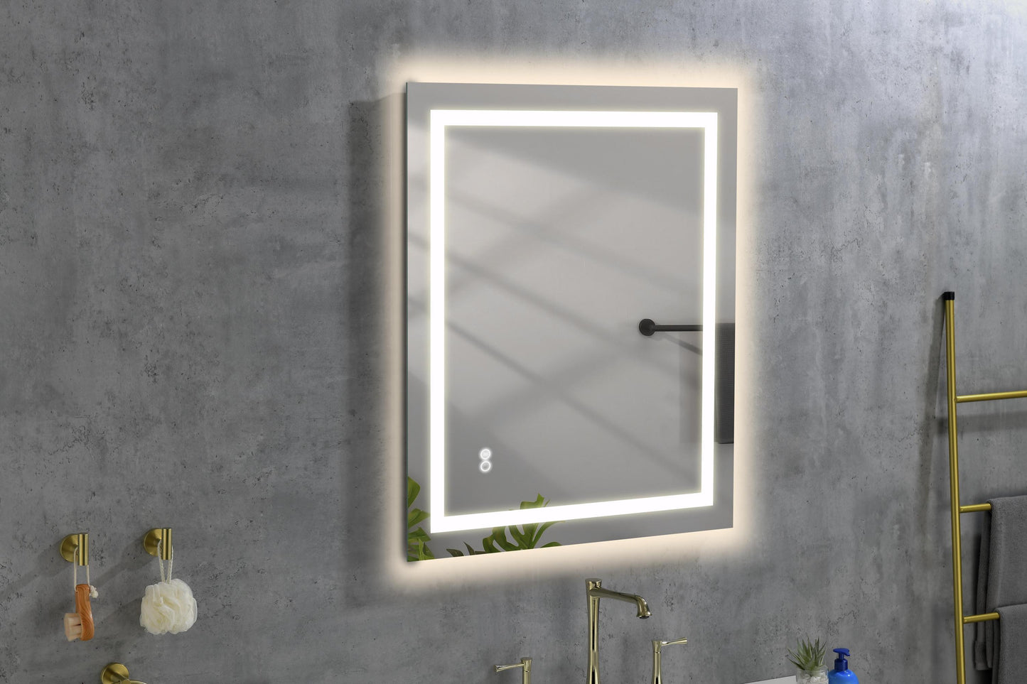 32*24 LED Lighted Bathroom Wall Mounted Mirror with High Lumen+Anti-Fog Separately Control+Dimmer Function