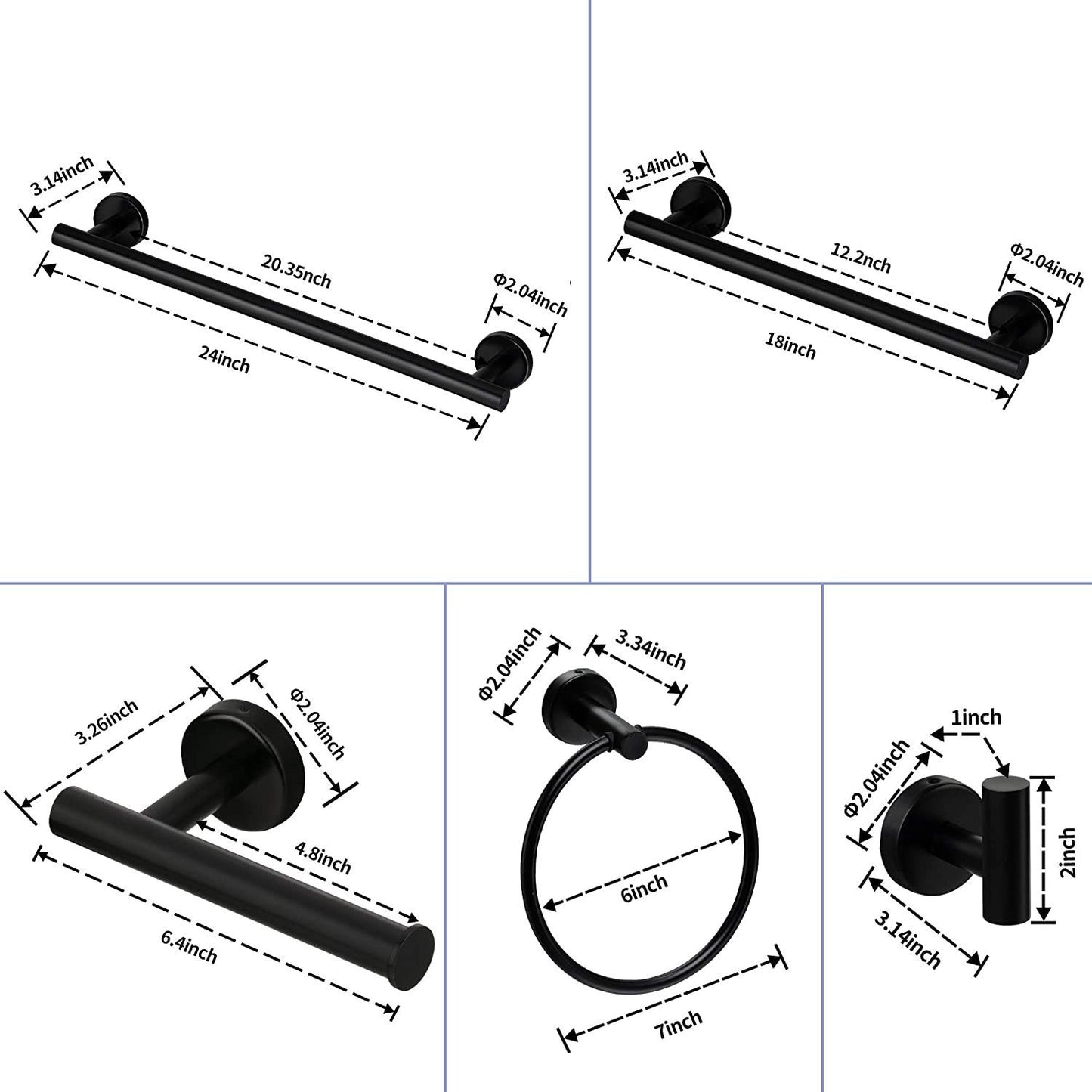 6 Piece Bathroom Towel Rack Set Wall Mount