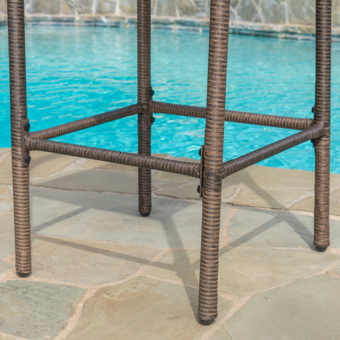 Stewart 30-Inch Outdoor Mix mocha Wicker Barstool (Set of 2)