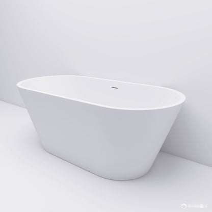 51" Acrylic Free Standing Tub - Classic Oval Shape Soaking Tub, Adjustable Freestanding Bathtub with Integrated Slotted Overflow and Chrome Pop-up Drain Anti-clogging Gloss White