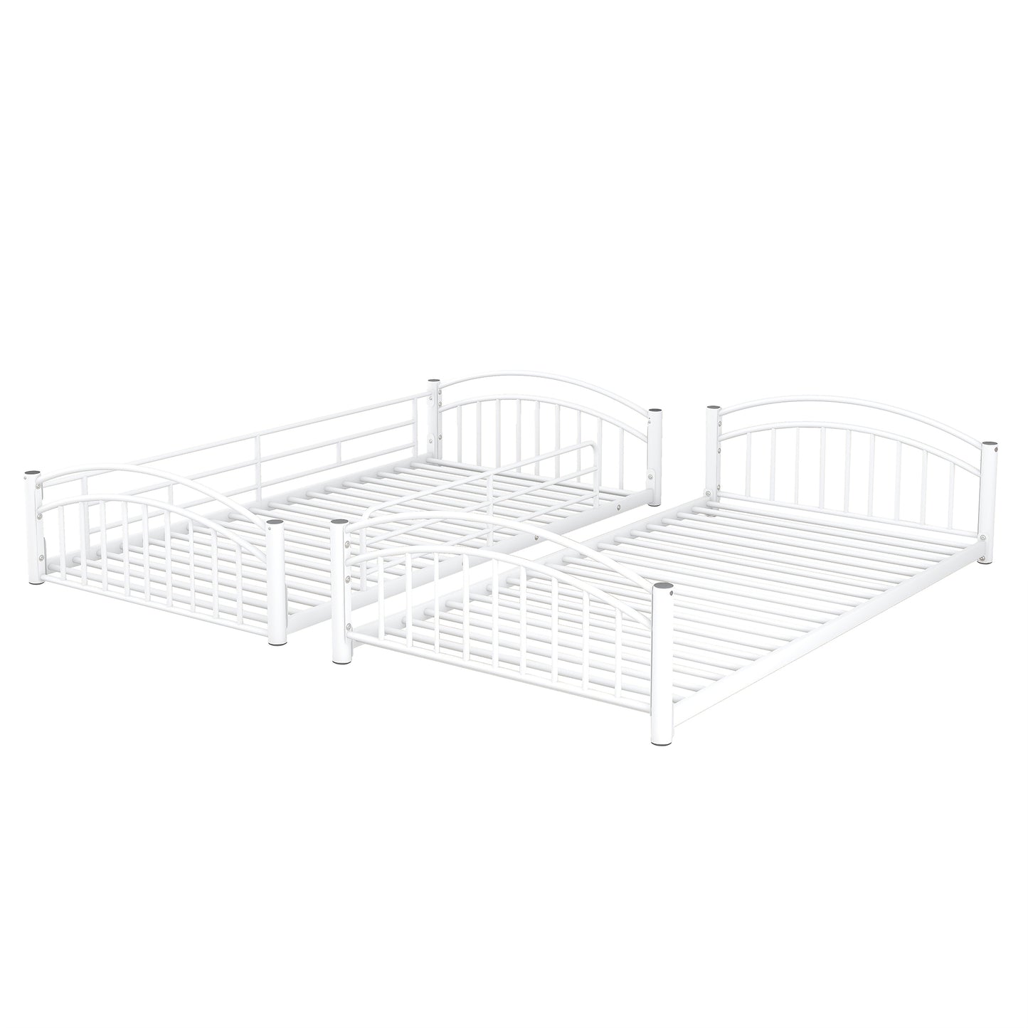 Twin Over Twin Metal Bunk Bed With Slide,Kids House Bed White