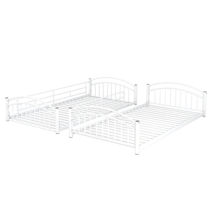 Twin Over Twin Metal Bunk Bed With Slide,Kids House Bed White