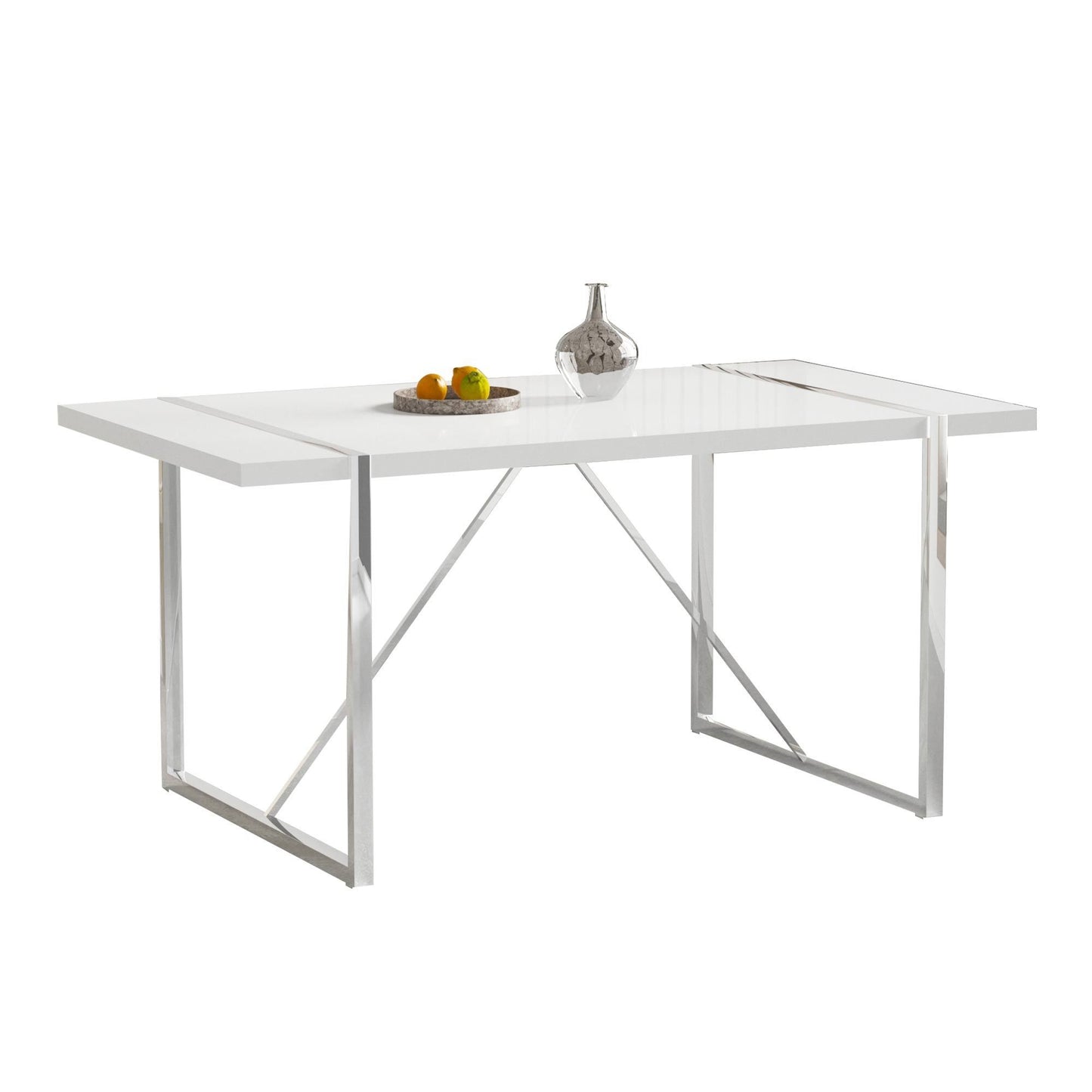 Rustic Industrial Rectangular MDF Wood White Dining Table For 4-6 Person, With 1.6" Thick Engineered Wood Tabletop and plating Metal Legs, For writing DeskKitchen terrace Dining Living Room,