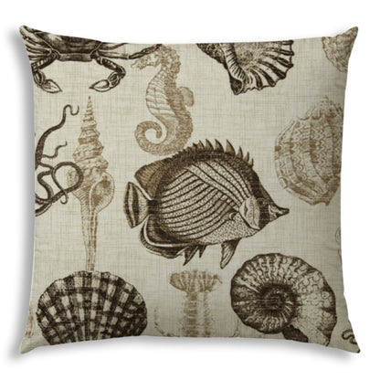 UNDER THE SEA Taupe Indoor/Outdoor Pillow - Sewn Closure