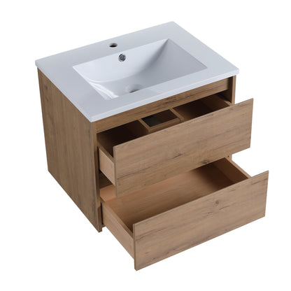 Bathroom Vanity with Ceramic Sink and 2/3 Soft Close drawers, 24x18
