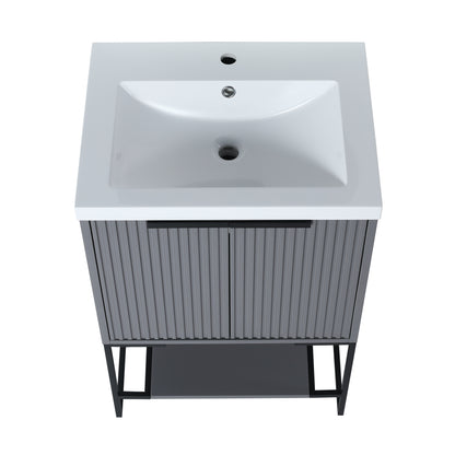 Rock Grey 24 Inch Freestanding Bathroom Vanity With Resin Basin,24x18