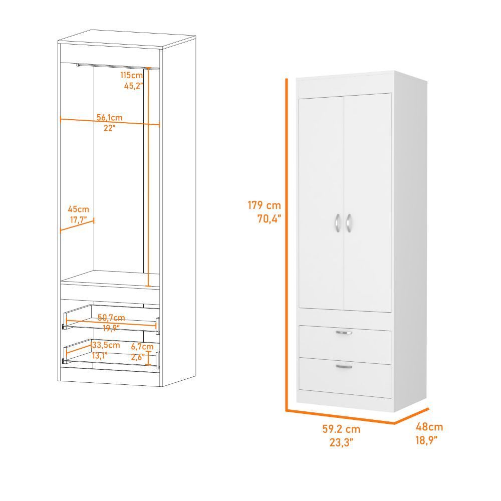 Willow Grove 2-Drawer Armoire White