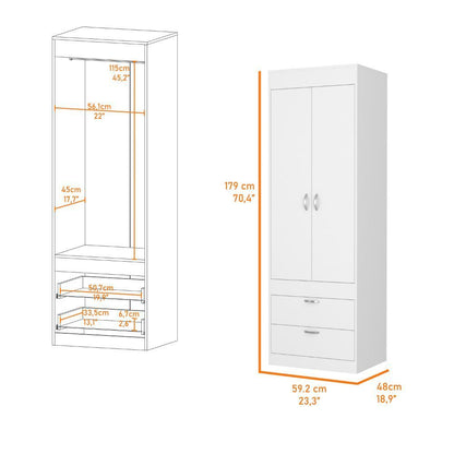 Willow Grove 2-Drawer Armoire White