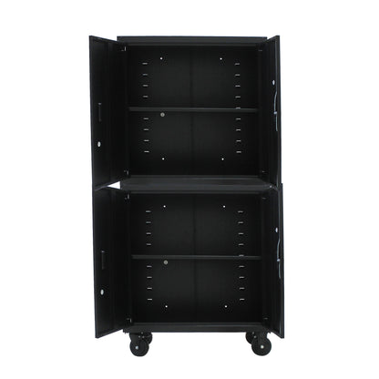 Metal Storage Cabinet with Locking Doors and One  Adjustable Shelves With 4 Wheels