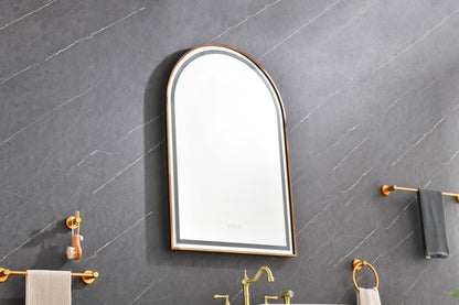 39in. W x 26in. H Oversized Rectangular Rose Gold Framed LED Mirror Anti-Fog Dimmable Wall Mount Bathroom Vanity Mirror 	Rose Gold