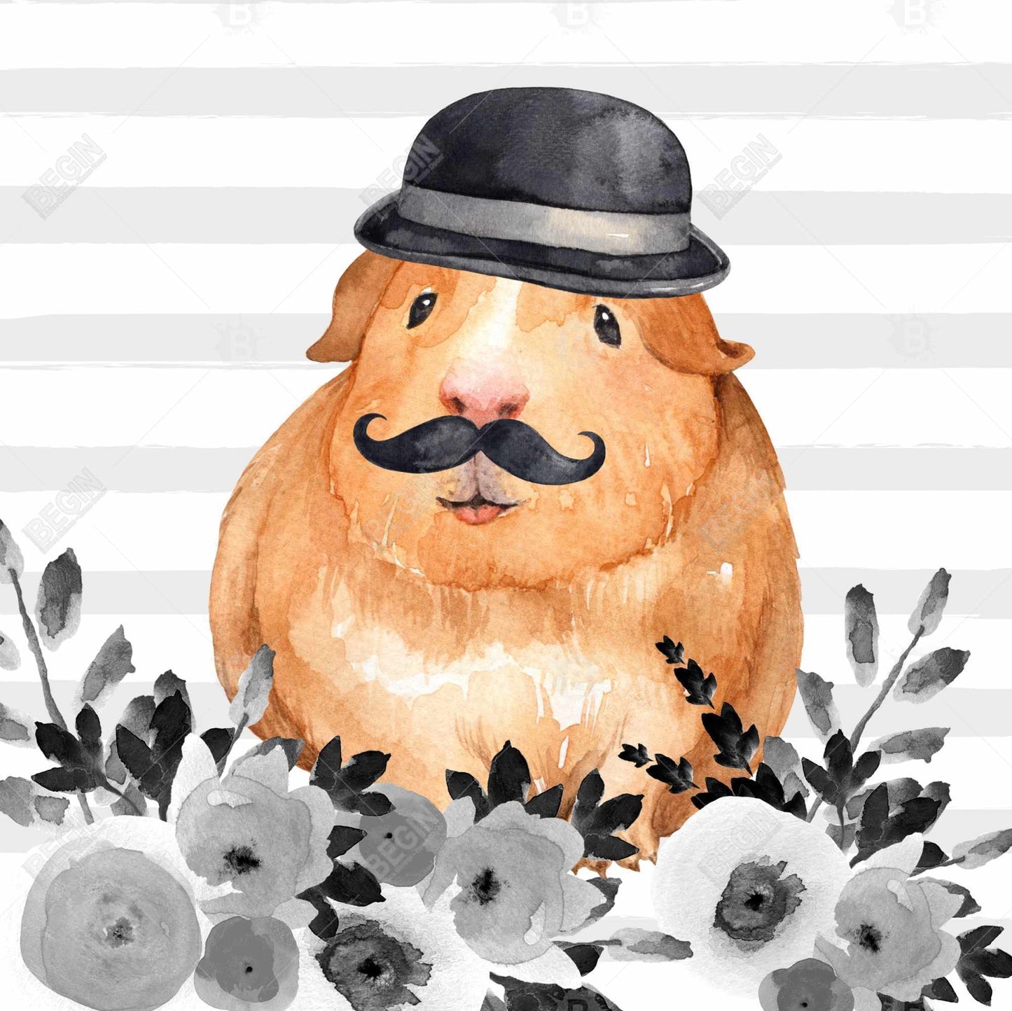 Guinea pig detective - 16x16 Print on canvas