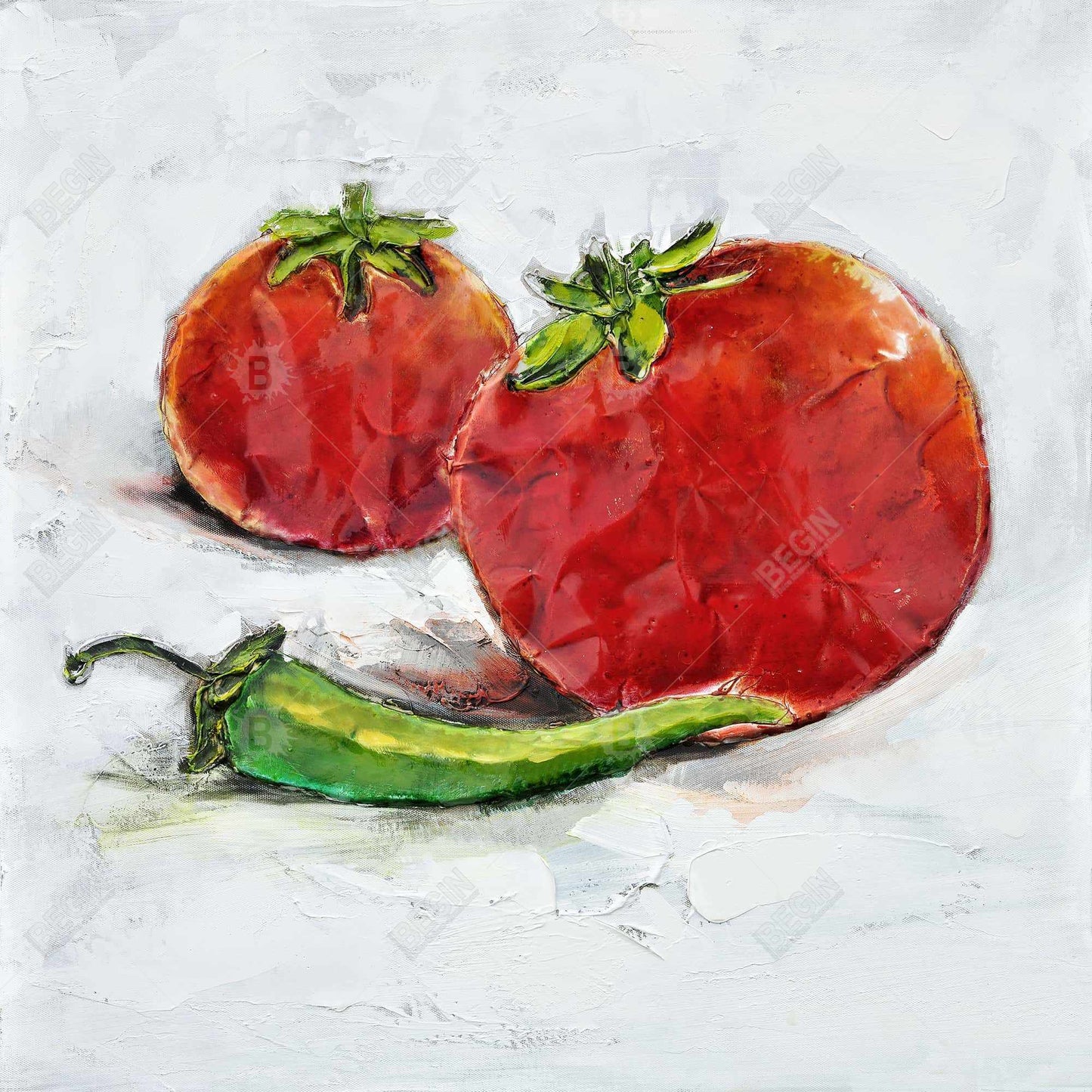 Tomatoes with jalapeño - 32x32 Print on canvas