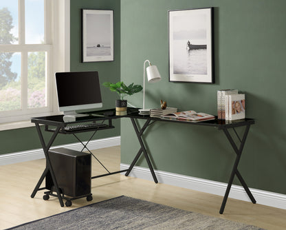 ACME Dazenus Computer Desk in Black Glass & Black Finish OF00046