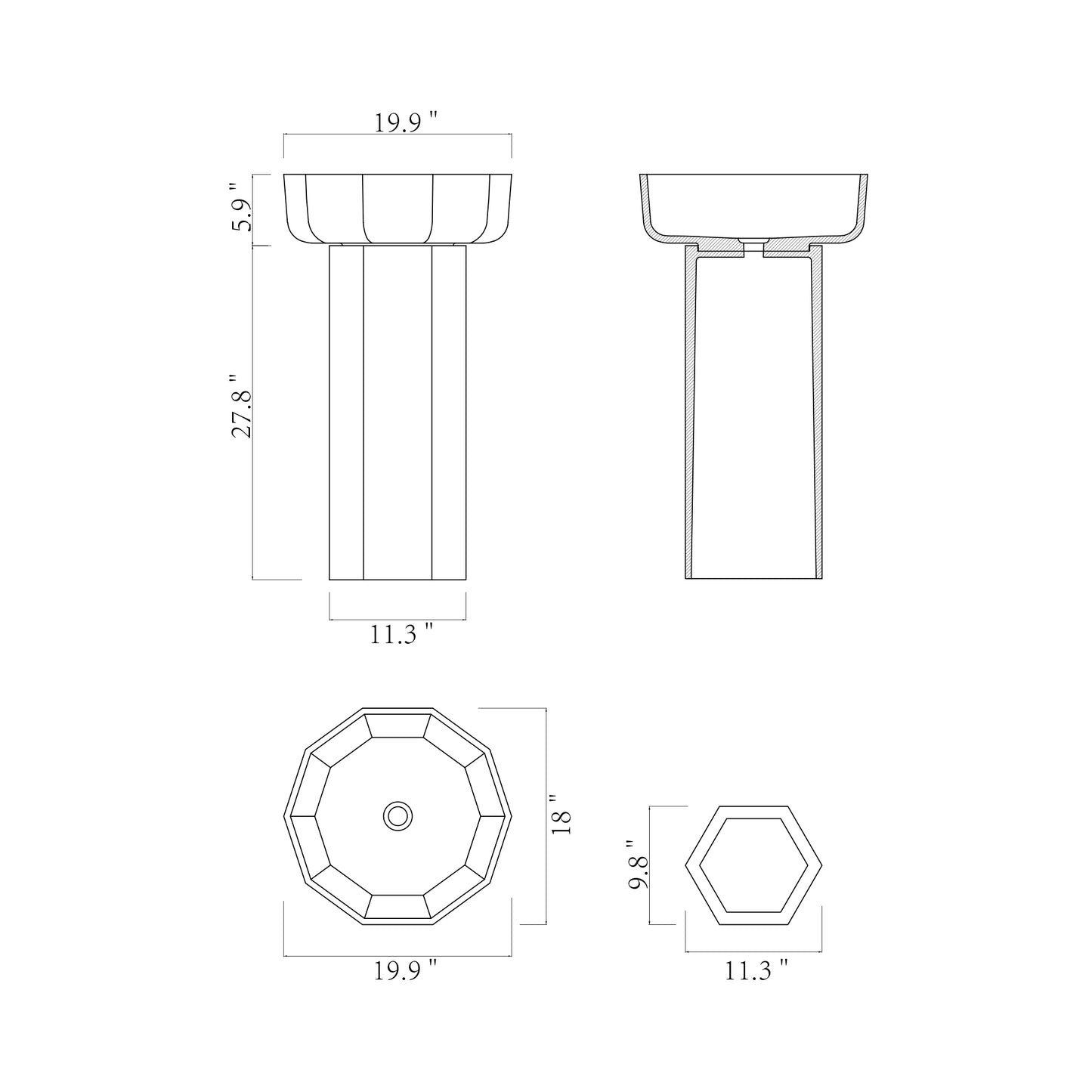 FS515-480 Solid surface basin