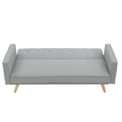 Light Grey Double Corner Folding Sofa Bed, Two Throw Pillows