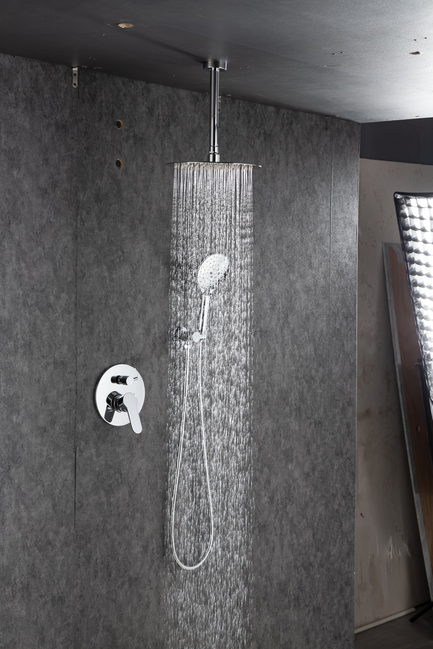 Black Shower System, Ceiling Rainfall Shower Faucet Sets Complete of High Pressure, Rain Shower Head with Handheld, Bathroom 10\\\'\\\' Shower Combo with Rough-in Valve Included