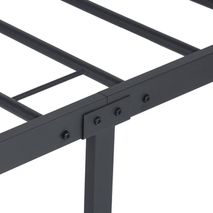 LT full size single metal bed frame in black color for adult and children used in bedroom or dormitory with large storage space under the bed