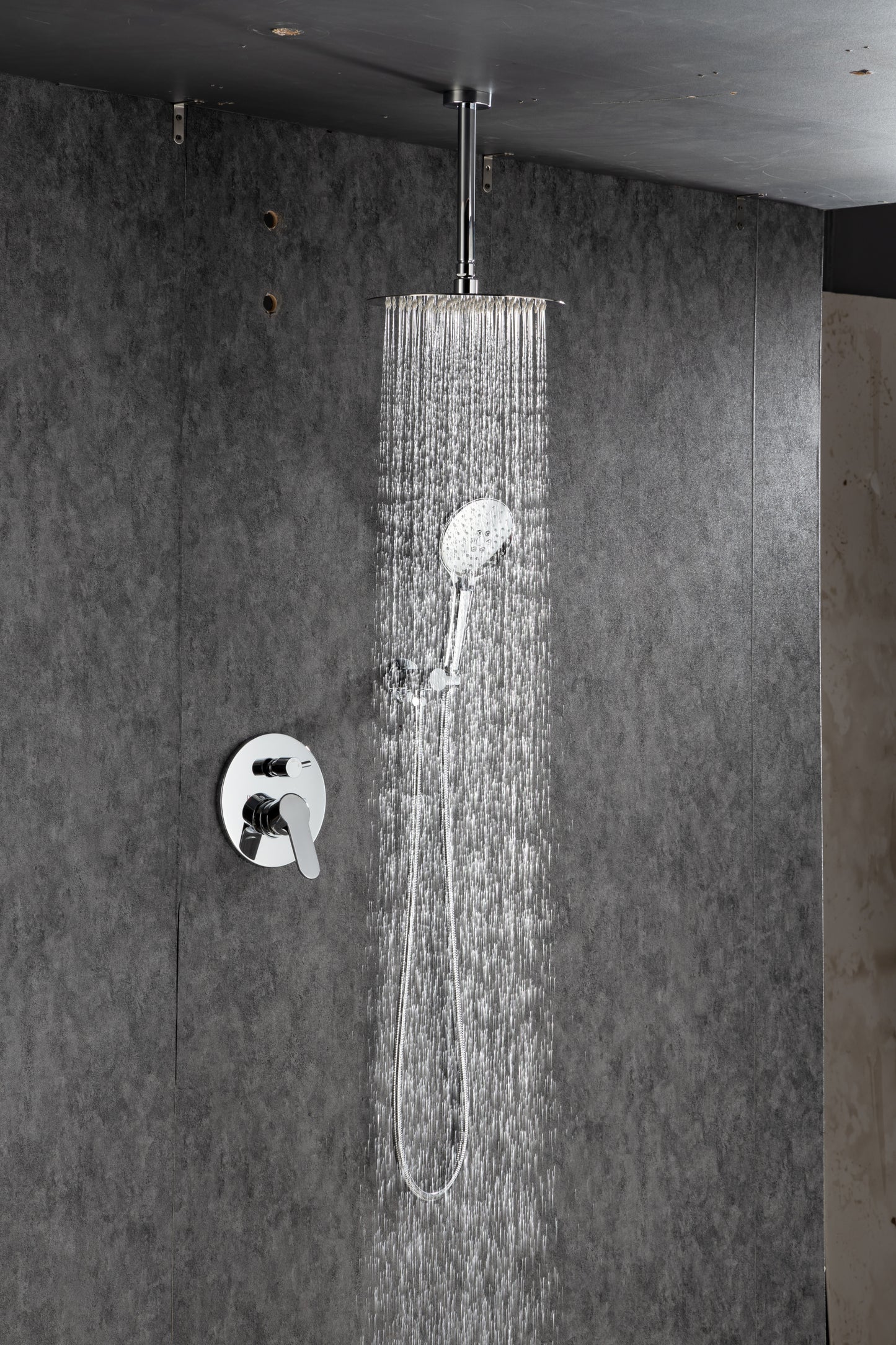 Black Shower System, Ceiling Rainfall Shower Faucet Sets Complete of High Pressure, Rain Shower Head with Handheld, Bathroom 10\\\'\\\' Shower Combo with Rough-in Valve Included