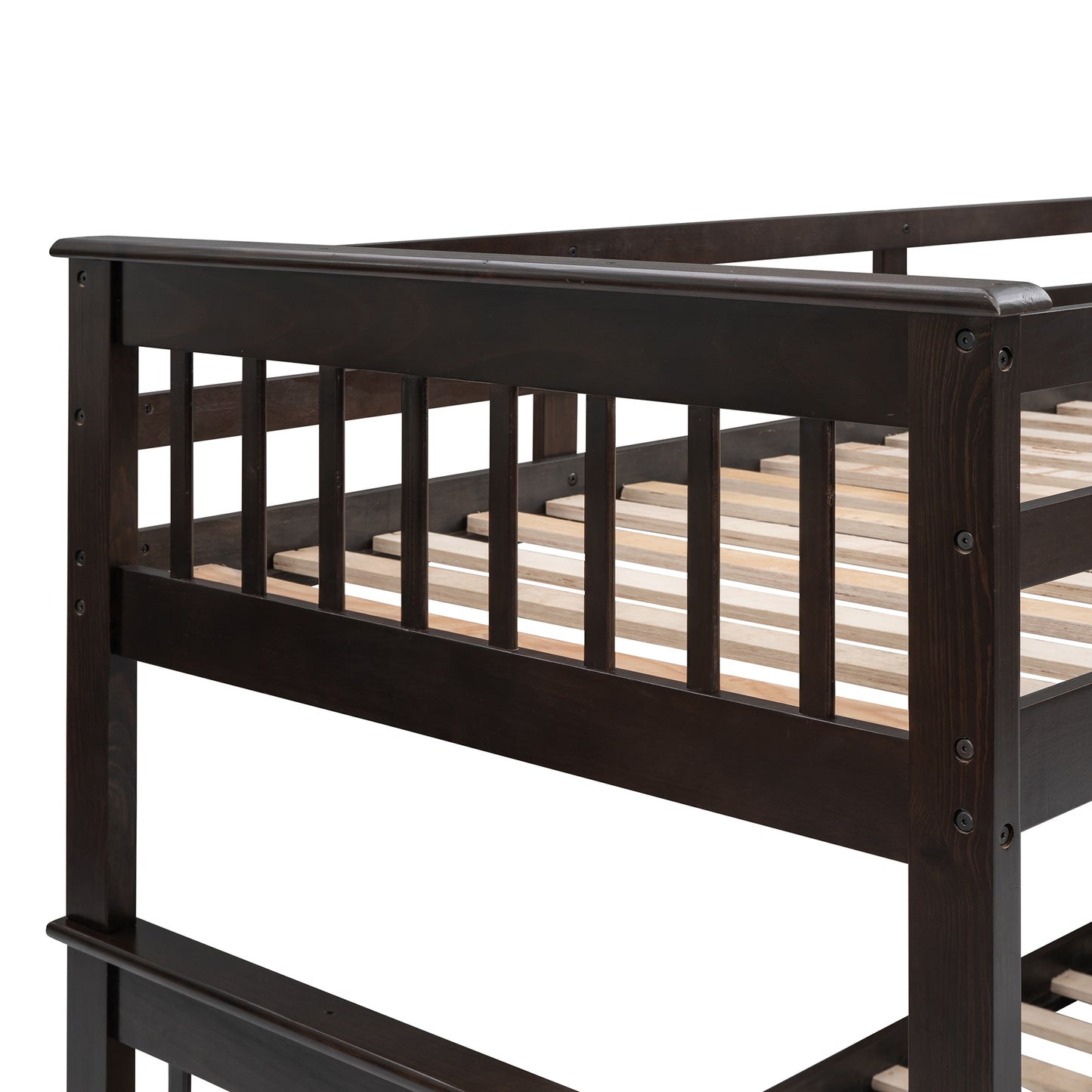 Stairway Twin-Over-Full Bunk Bed with Storage and Guard Rail for Bedroom, Espresso color(OLD SKU :LP000019AAP)