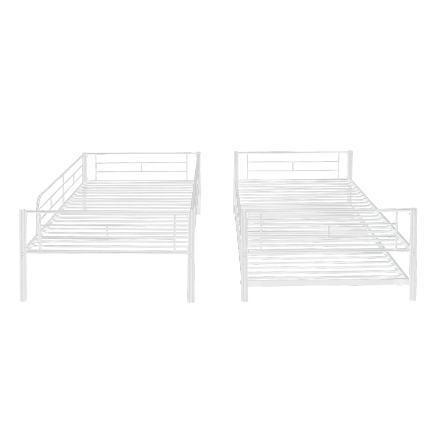 Twin-Over-Twin Metal Bunk Bed With Trundle,Can be Divided into two beds,No Box Spring needed ,White ( old sku: MF194806AAK )