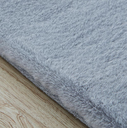 Lily Luxury Chinchilla Faux Fur Rectangular Area Rug