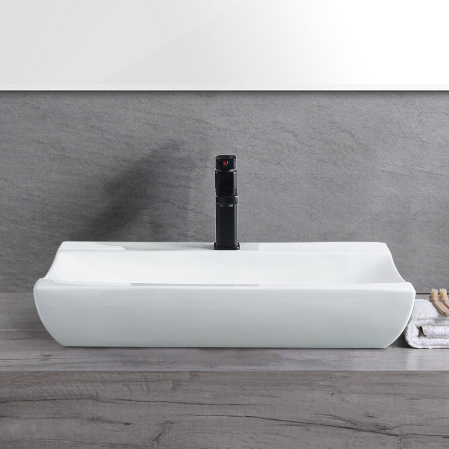 Vessel  Bathroom Sink Basin in White Ceramic