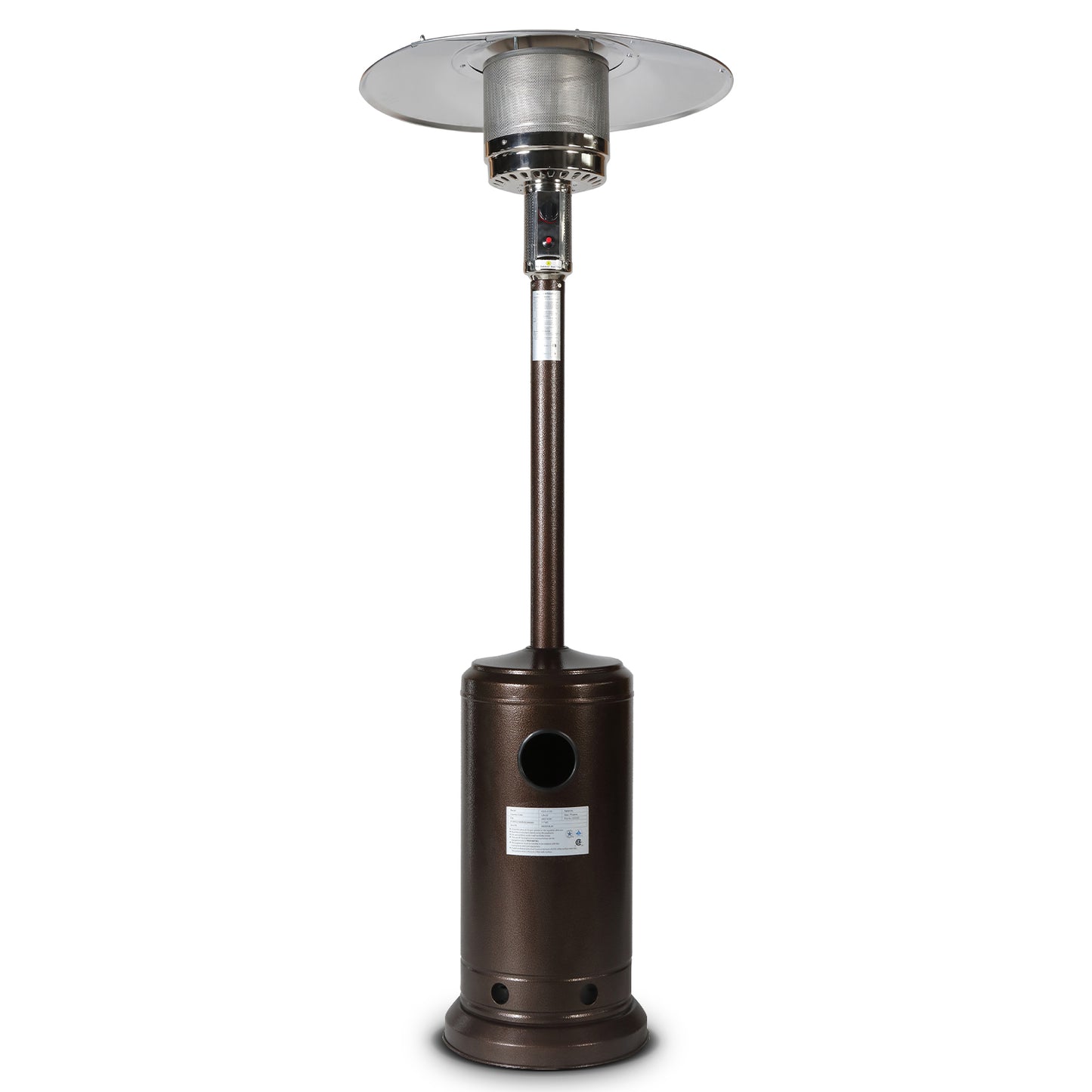 46000BTU Propane Hammered Bronze powder coated Iron Mushroom Outdoor Patio Heater, with Two Smooth-rolling Wheels,,with Hose Set,with Black Cover