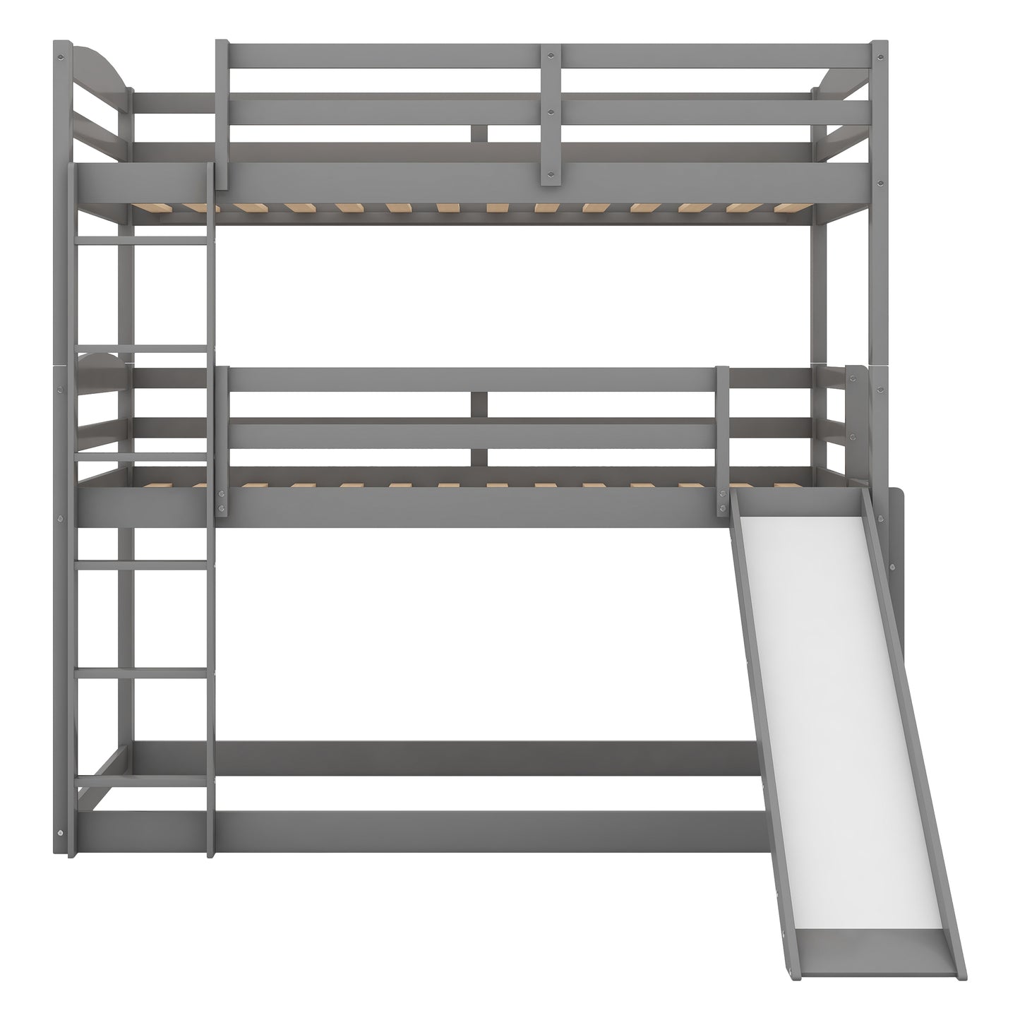 Twin over Twin over Twin Adjustable Triple Bunk Bed with Ladder and Slide,Gray(OLD SKU:SM000508AAE)(Expected Arrival Time:7.15)