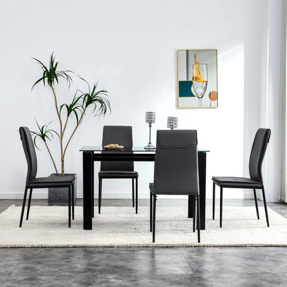 Dining chairs set of 4, Black  modern kitchen chair with metal leg