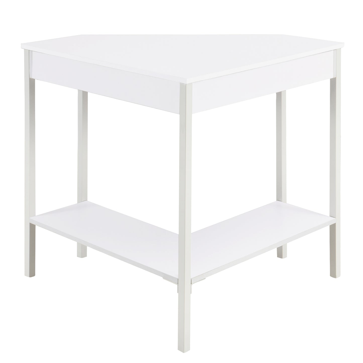 white triangular desk with drawers for small place