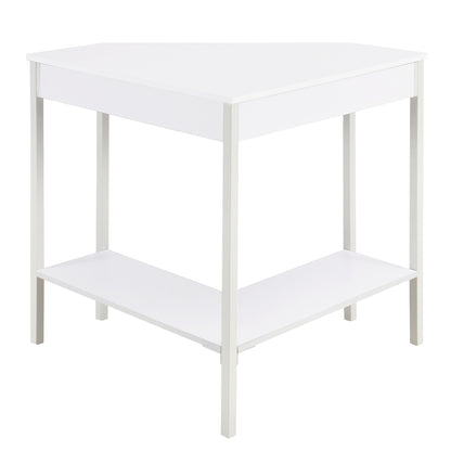 white triangular desk with drawers for small place